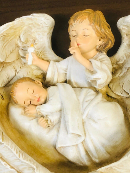 Sleeping Baby in Angel Wings Plaque by  Joseph's Studio 11" H, New