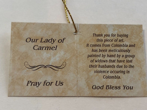 Our Lady of Mount Carmel 9" Wall Plaque, New from Colombia