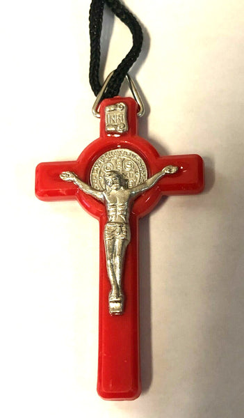 Saint Benedict Crucifix Pendant, Assorted Colors to choose from, New