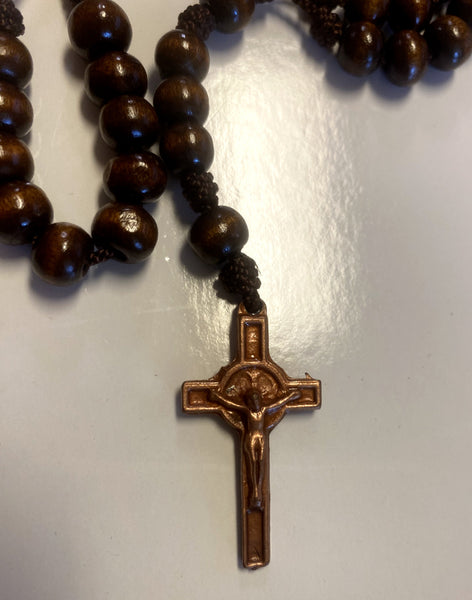 Saint Anthony of Padua Wood Rosary Box with Rosary, New from Colombia