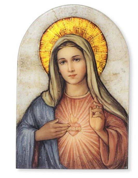 Immaculate Heart of Mary Arched 7" Plaque, New - Bob and Penny Lord