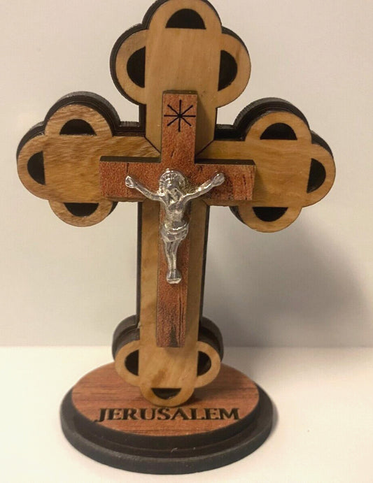 Cross of Olive Wood & Mother of Pearl 3.75" New from  Bethlehem - Bob and Penny Lord