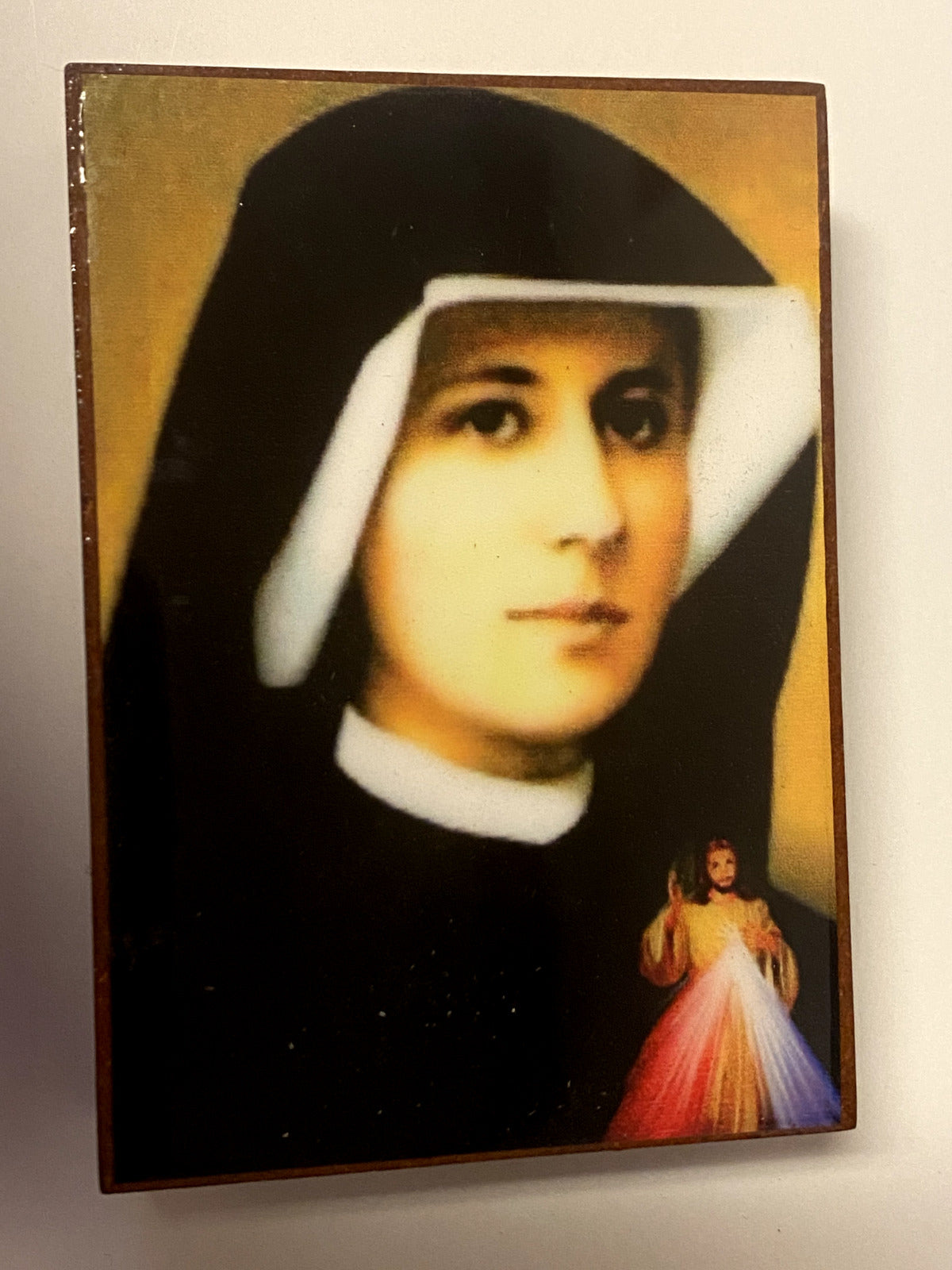 Saint Sister Faustina Wood Rosary Box with Rosary, New from Colombia - Bob and Penny Lord