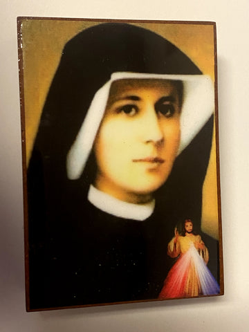 Saint Sister Faustina Wood Rosary Box with Rosary, New from Colombia