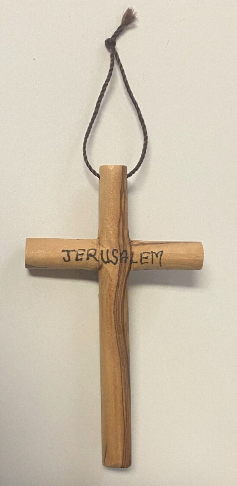 Round Olive Wood Cross 4.7/8" New from Jerusalem