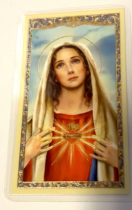Immaculate Heart of Mary Laminated Prayer Card, New - Bob and Penny Lord