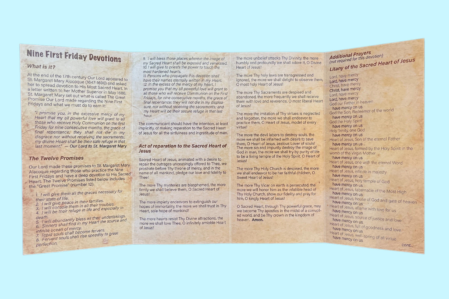 Nine First Friday Devotions Folded Prayer Card