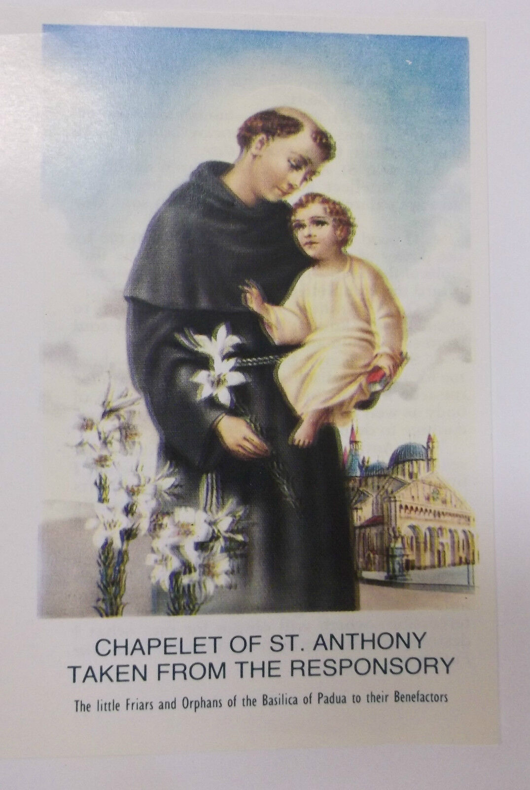 Chaplet of Saint Anthony of Padua Prayer Card, From Italy, NEW - Bob and Penny Lord