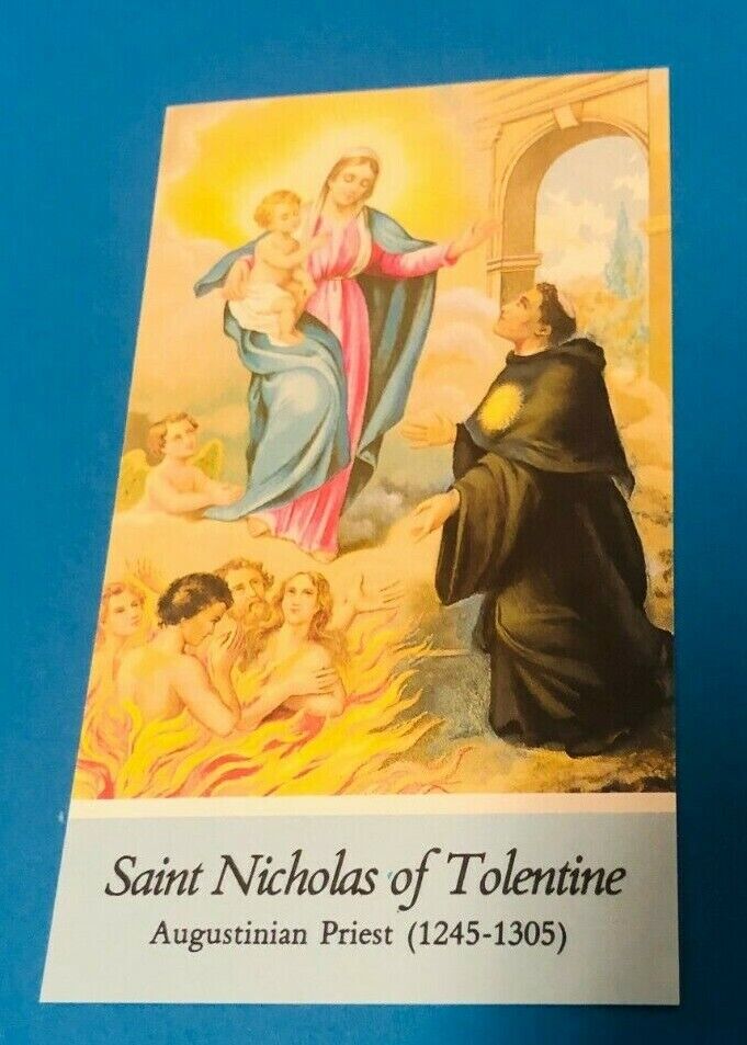 Saint Nicholas of Tolentino Prayer for the Dead Card, From Italy - Bob and Penny Lord