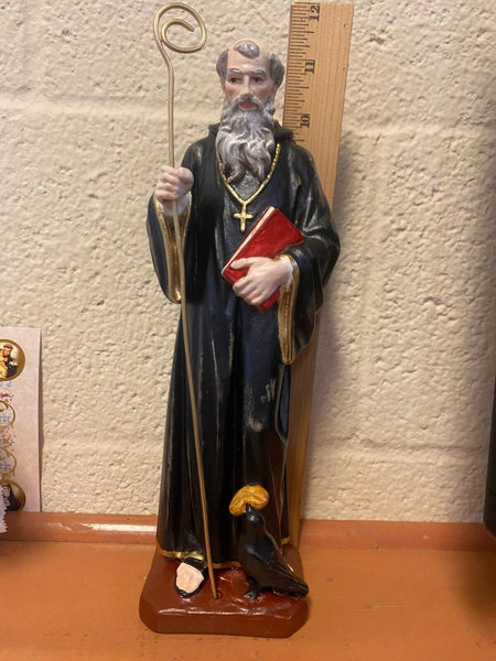 Saint Benedict  Hand Painted 11" Statue , New From Colombia