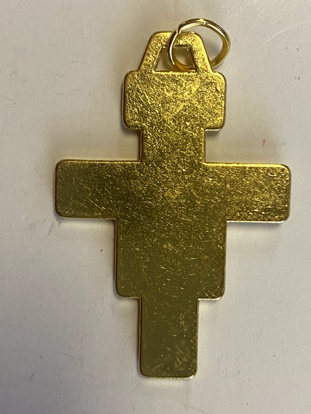San Damiano Gold Plated  3" Crucifix, New