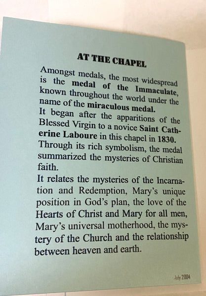 Our Lady of the Miraculous Medal Folder, the Medal a Gift with Medal,  New