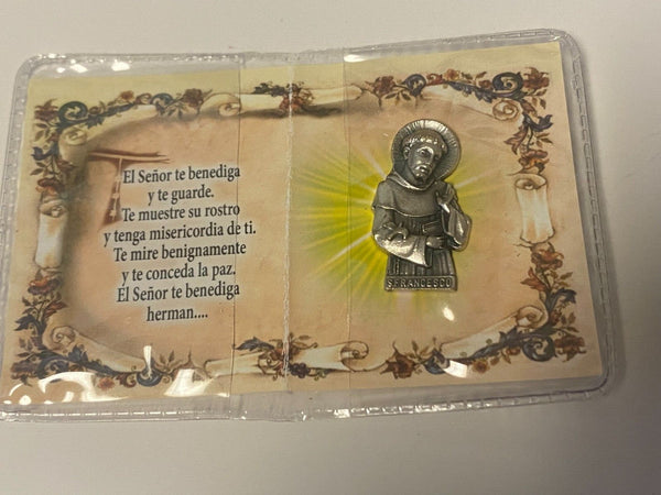 San Francisco de Assisi, Oracion de Bendicion + Imagen en Pewter,En Espanol