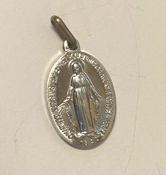 Our Lady of the Miraculous Silver tone  Image .50" Medal, New from Italy