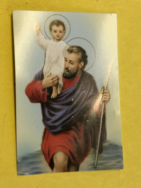 Saint Christopher Faux Pearls 1 decade Rosary Clip + Prayer Card, New