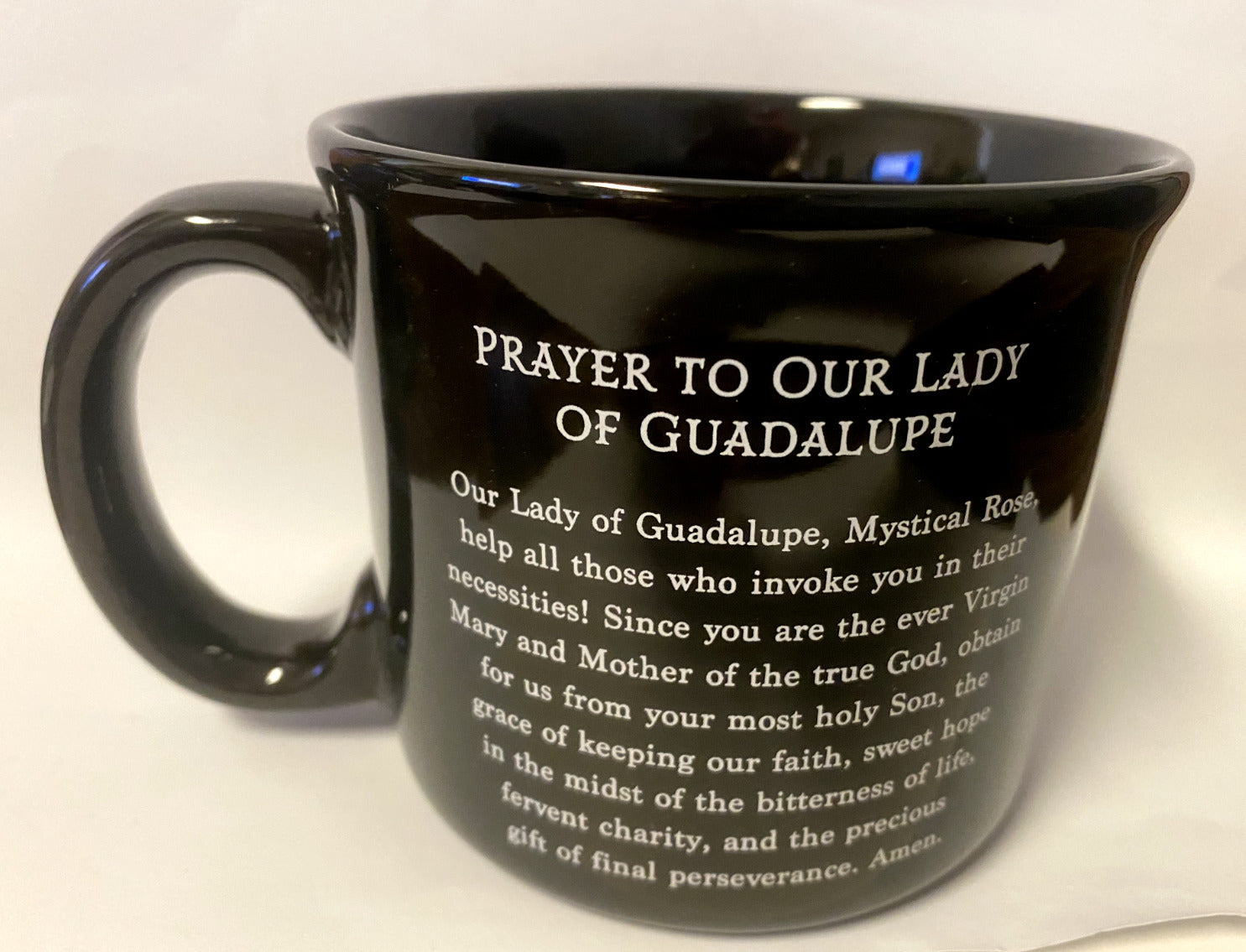 Our Lady of Guadalupe 13 oz. Cup/Mug with prayer, New - Bob and Penny Lord