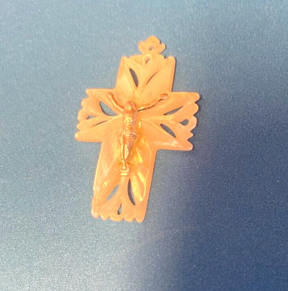 Our Lady of Perpetual Help Image + Mother of Pearl Crucifix Pendant, New