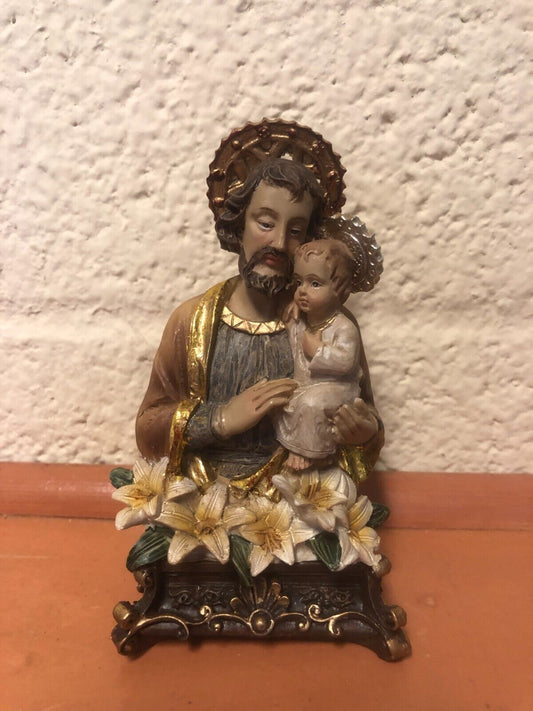Saint Joseph with Child Bust 4.5" Statue,  New - Bob and Penny Lord