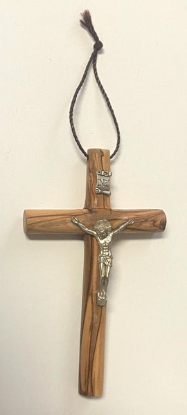 Round Olive Wood Cross 4.7/8" New from Jerusalem