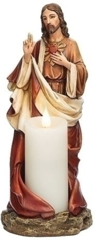 Sacred Heart Of Jesus Candle Holder 10" Statue, New