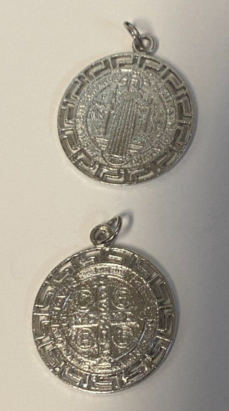 Saint Benedict Laser Image, Silver tone Medal 1" Diam., New, #4