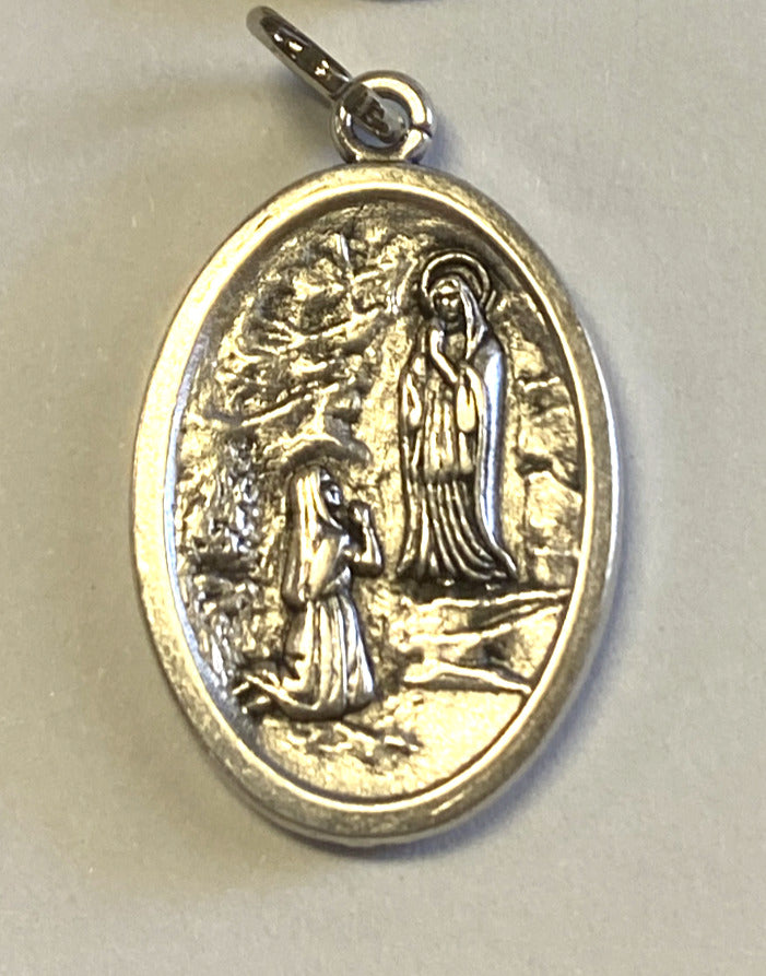 St Bernadette/Our Lady of Lourdes 2 Sided Small Medal, New
