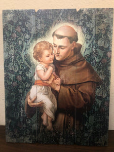 Saint Anthony of Padua Image on Wood Pallet, New