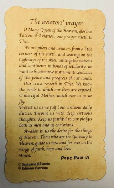 Our Lady of Loreto Scalloped Aviators' Prayer, From Italy, New