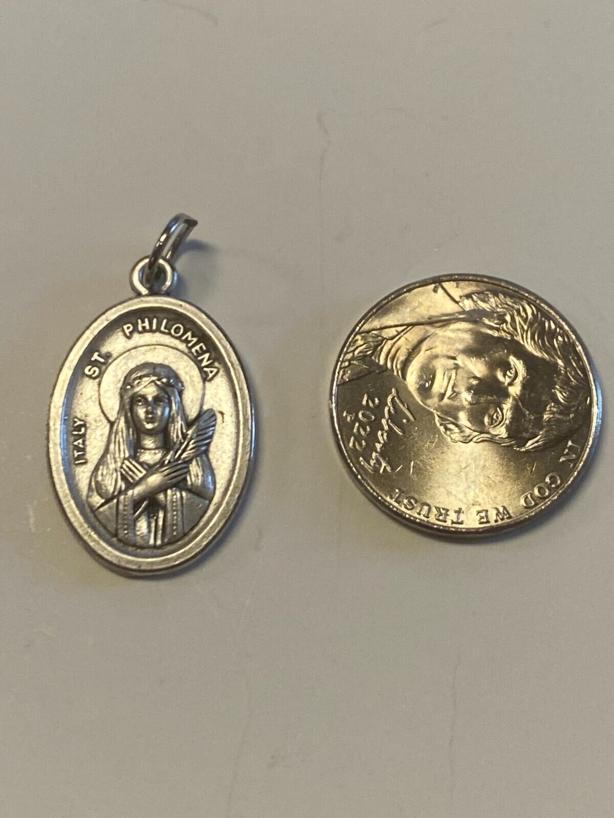 Saint Philomena Silvertone Medal, New