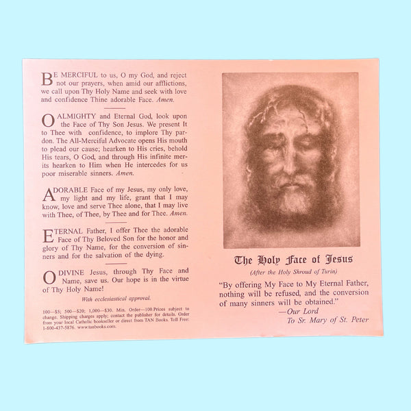 The Holy Face of Jesus Prayer Card