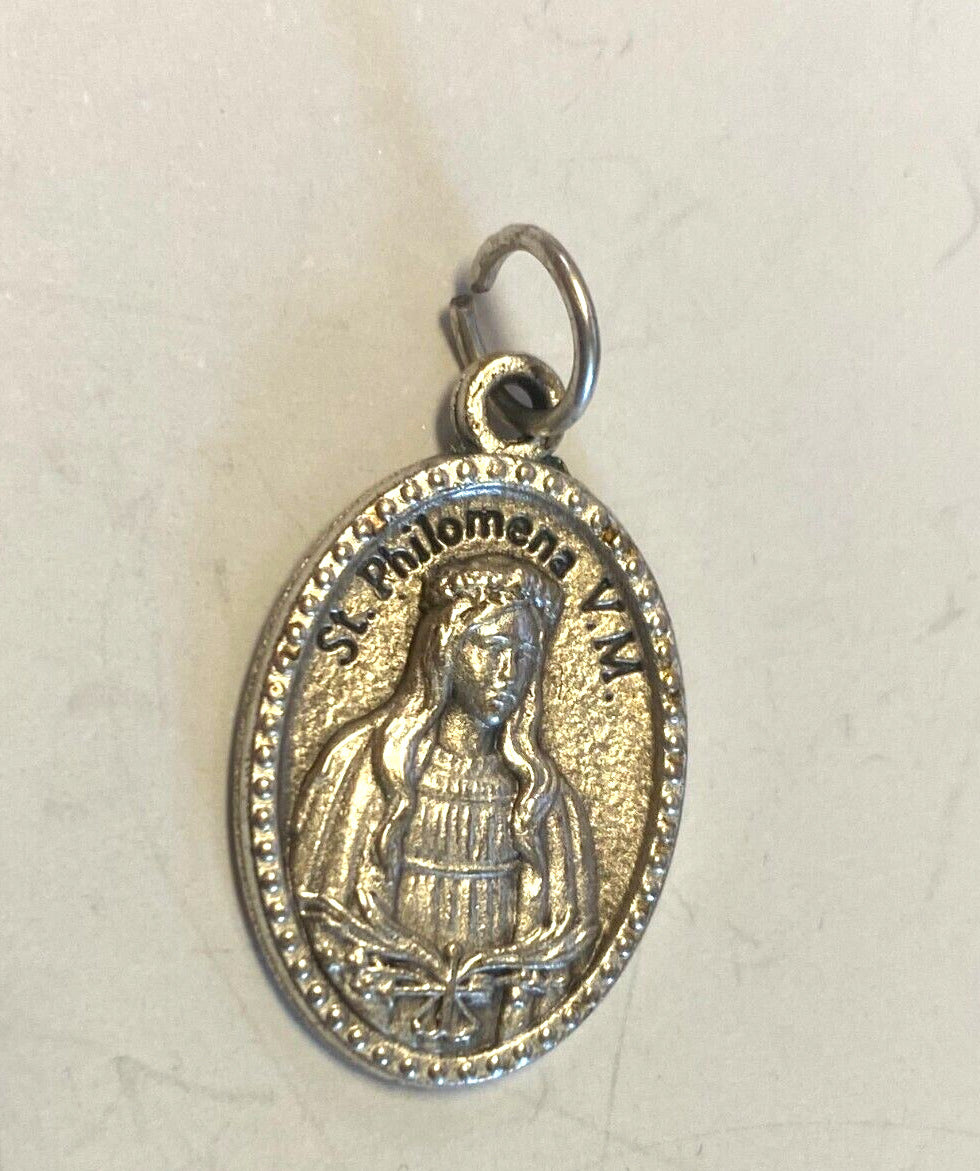 Saint Philomena Silvertone Medal, New from Italy - Bob and Penny Lord