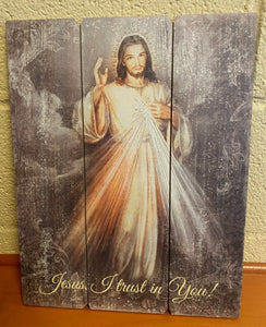 Divine Mercy Image on Wood Pallet, New