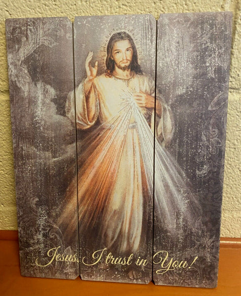 Divine Mercy Image on Wood Pallet, New