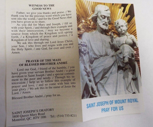 Saint Joseph Prayers Card, New from Canada