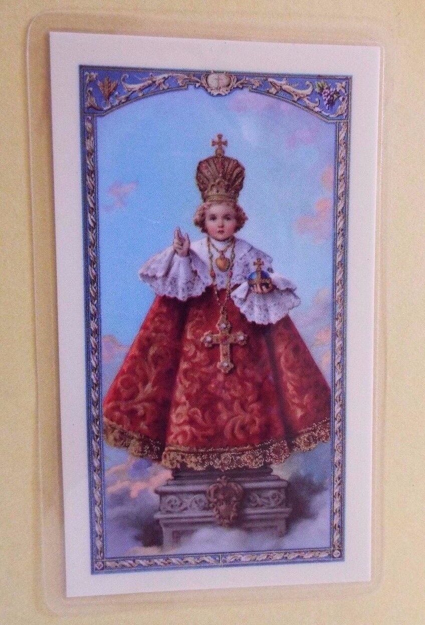Infant of Prague Laminated Prayer Card, NEW