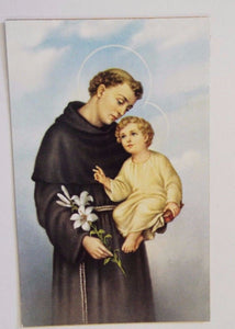 Saint Anthony of Padua Prayer Card, New from Italy