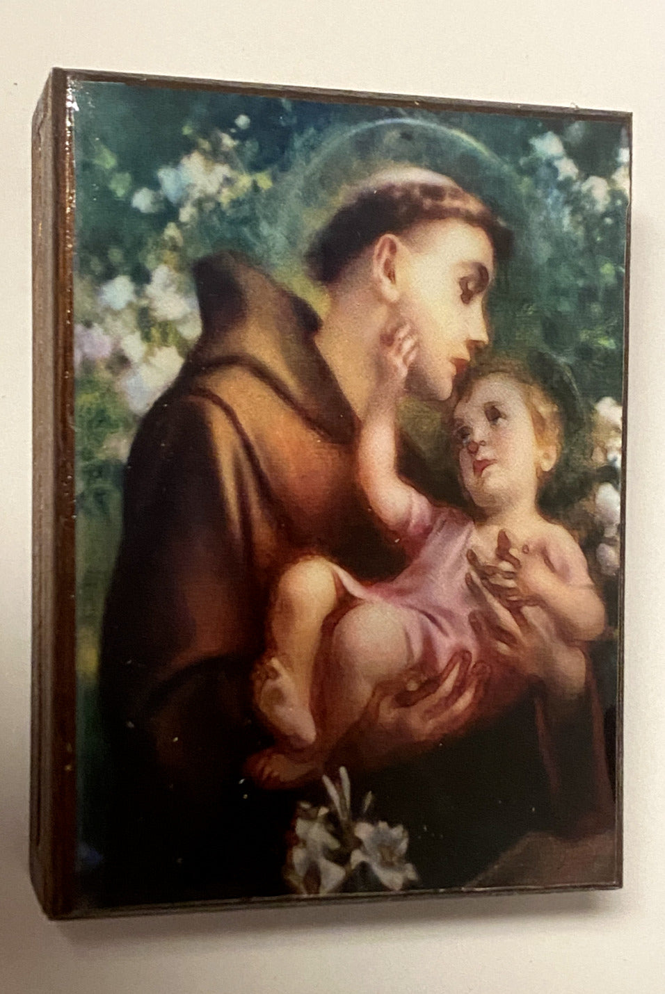 Saint Anthony of Padua Wood Rosary Box with Rosary, New from Colombia