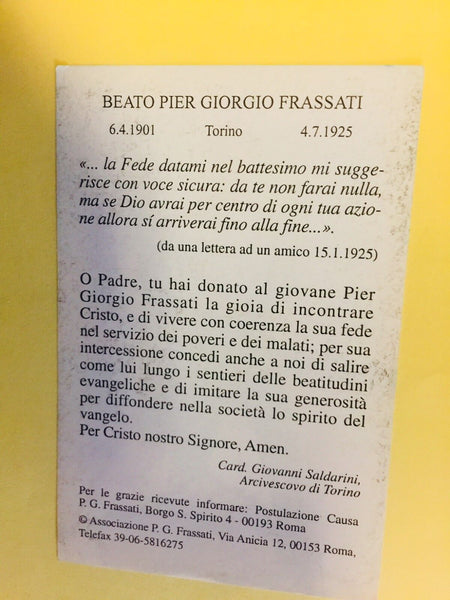 Beato Pier Giorgio Frassati, Preghiera in Italiano, Nuovo dall' Italia