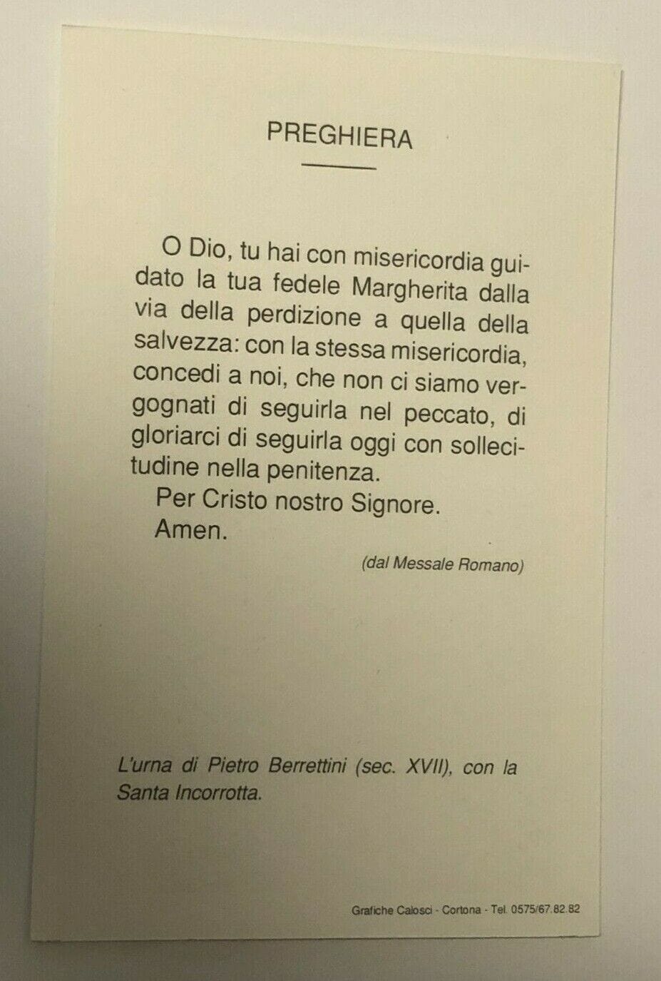 Saint Margaret of Cortona/S. Margherita da Cortona Prayer Card in Ital