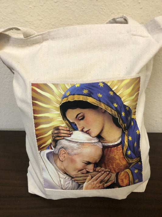 Our Lady of Guadalupe & Pope John Paul II Canvas Tote Bag, New - Bob and Penny Lord