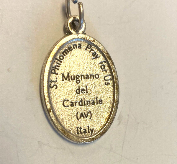 Saint Philomena Silvertone Medal, New from Italy