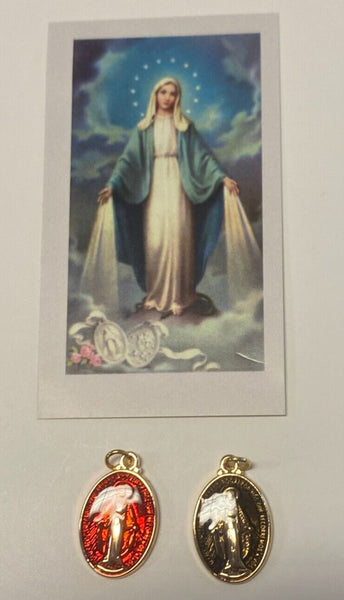 Our Lady of the Miraculous Medal 2 Medals + small image, New from Japan