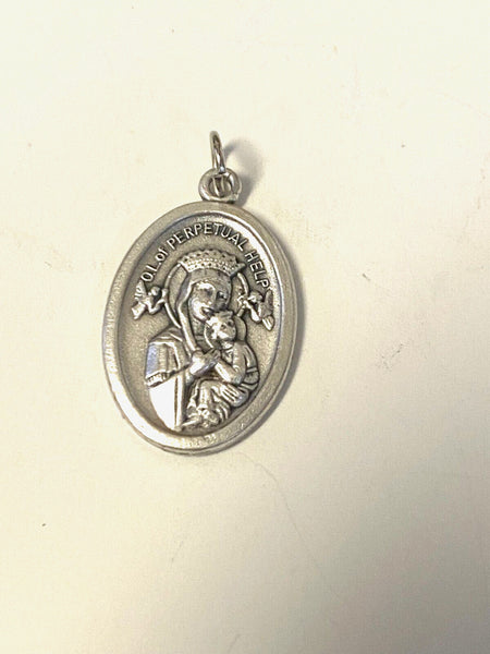 Our Lady of Perpetual Help Silver tone Medal, New