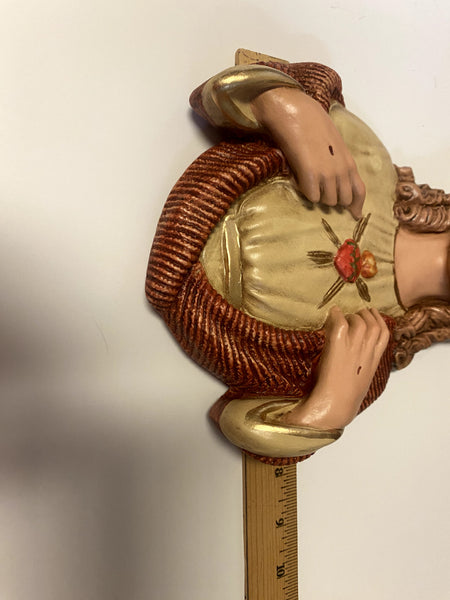 Sacred Heart Of Jesus Hand Painted  9" Wall Plaque, New from Colombia