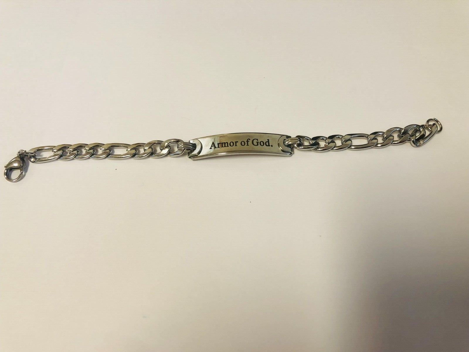 Stainless Steel  Armor of God  8  L Bracelet, New - Bob and Penny Lord