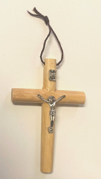 Round Olive Wood Cross 4.7/8" New from Jerusalem