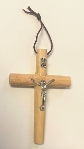 Round Olive Wood Cross 4.7/8" New from Jerusalem