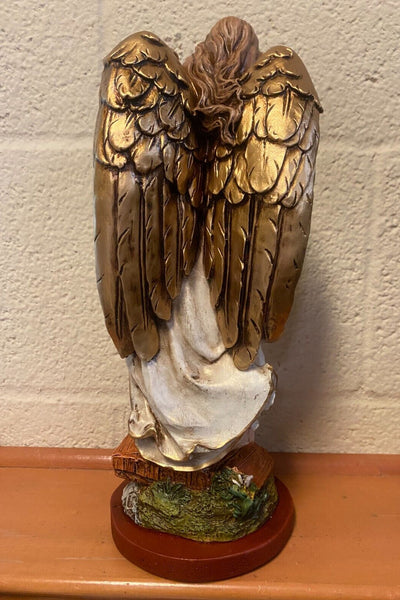 Guardian Angel Large Hand Painted  13" Statue, New Colombia
