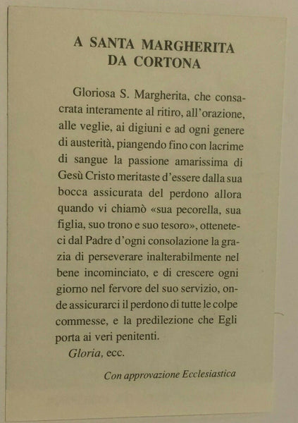 Saint Margaret of Cortona/S. Margherita da Cortona Prayer  Card in Italian, New