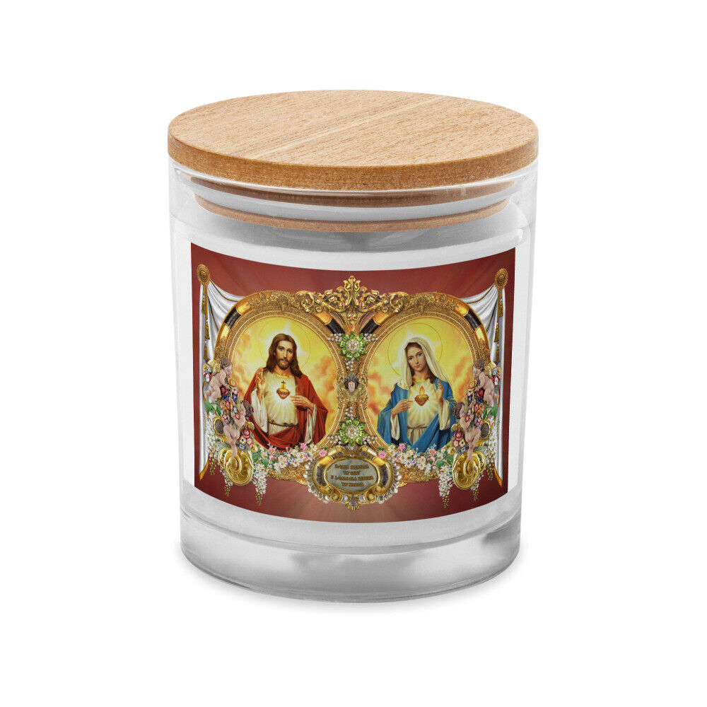 Sacred Heart and Immaculate Heart Glass jar candle - Bob and Penny Lord